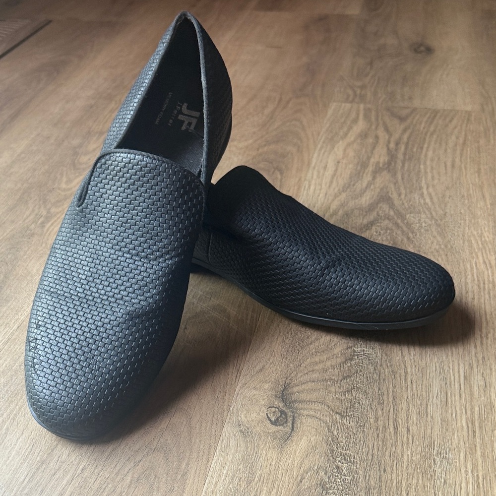 JF J.Ferrar Black Woven Men's Loafers